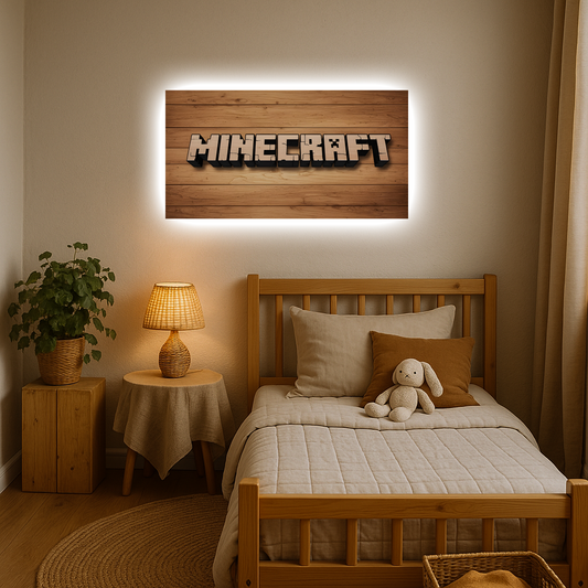 Luminous poster - Minecraft town sign - Night lamp