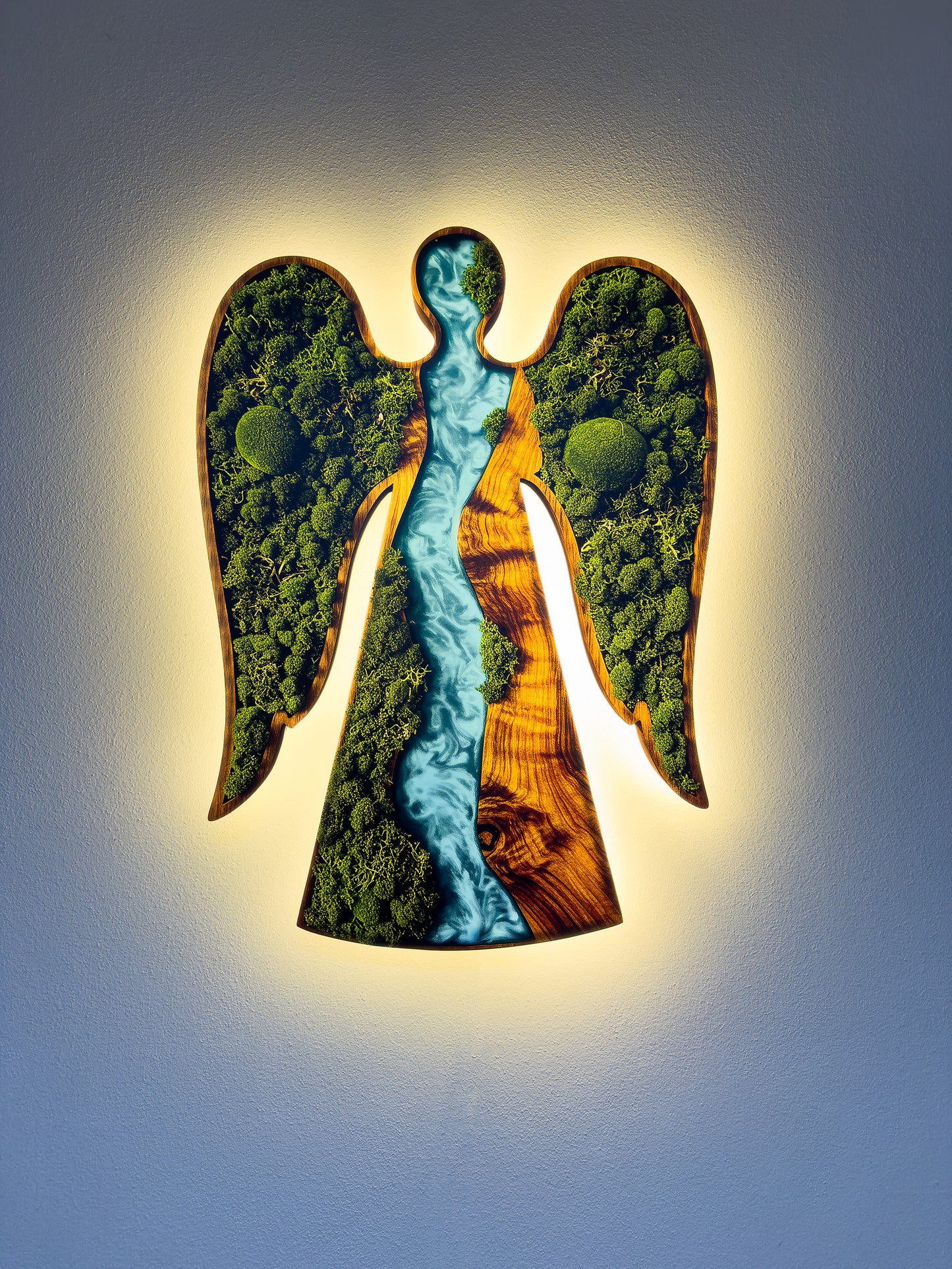 Luminous poster Angel Glass poster - moss stylized