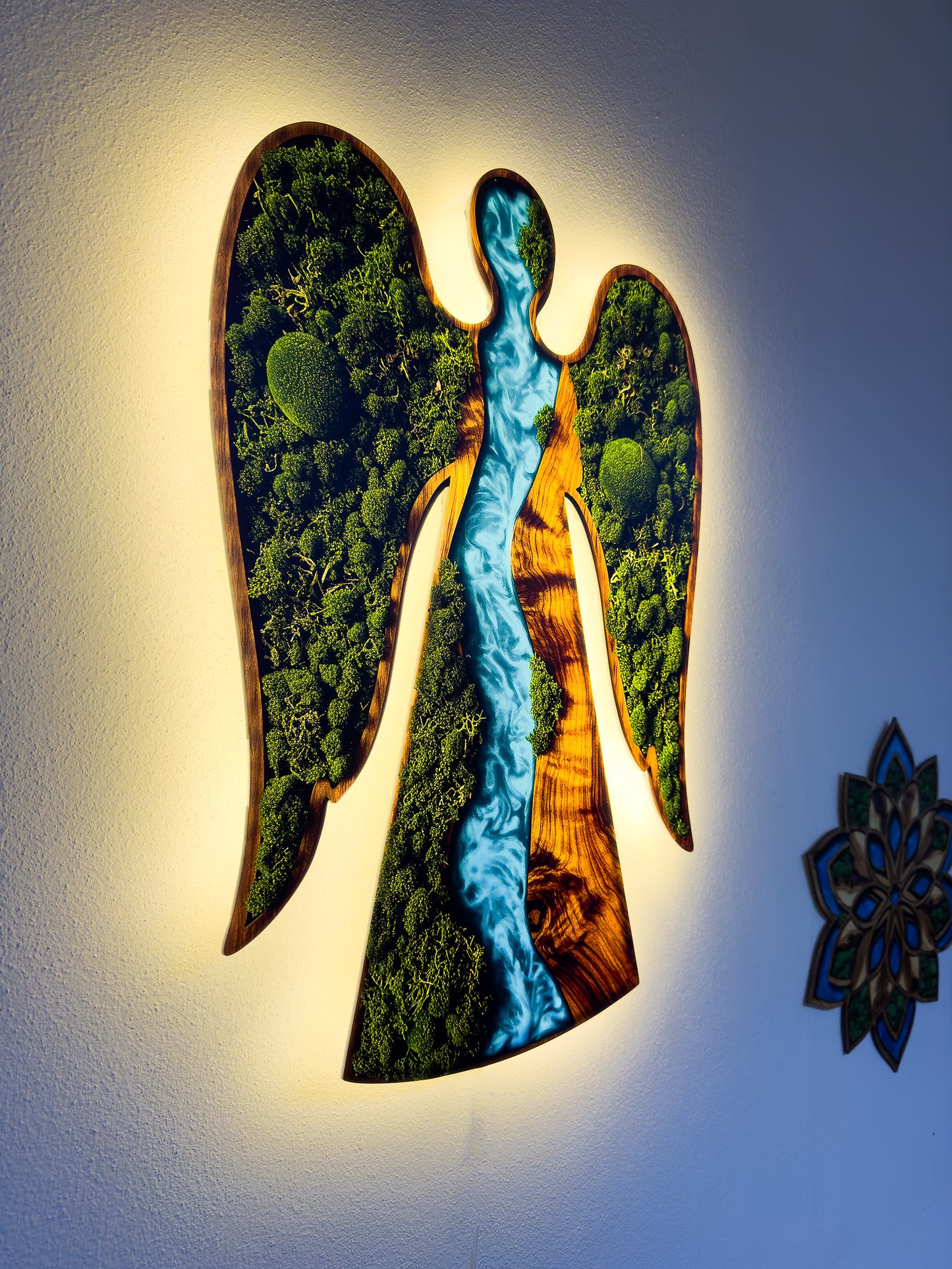 Luminous poster Angel Glass poster - moss stylized