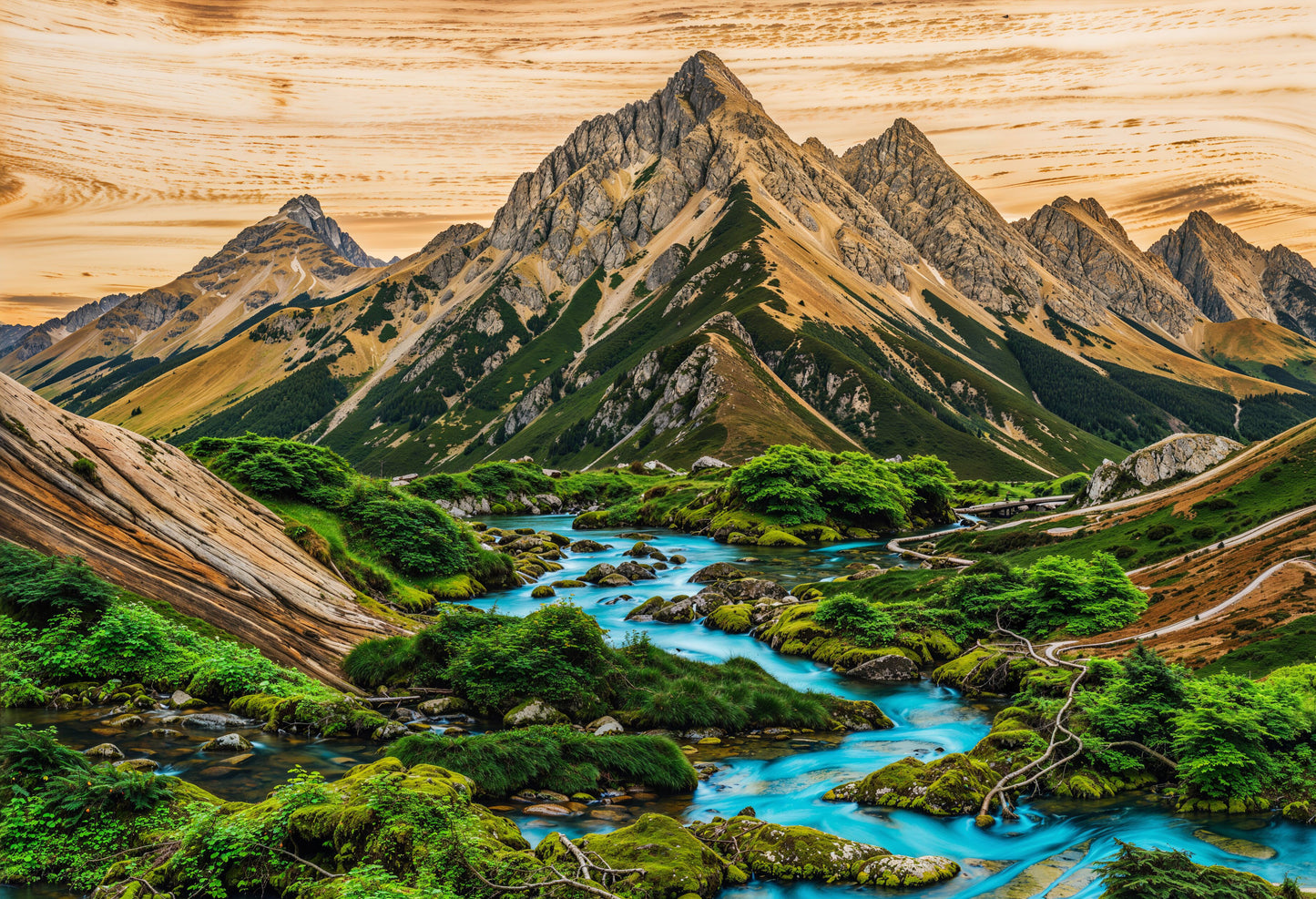 Wooden UV printed Moss wall decor Mossy Mountains