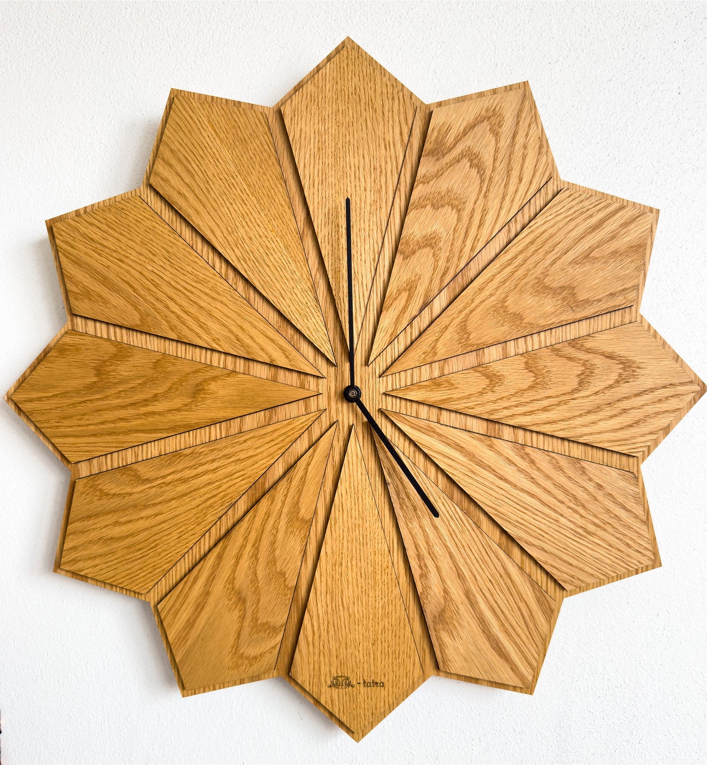 Sunrise Oak-on-Oak – 3D Oak Wood Wall Clock (T-Tatra)