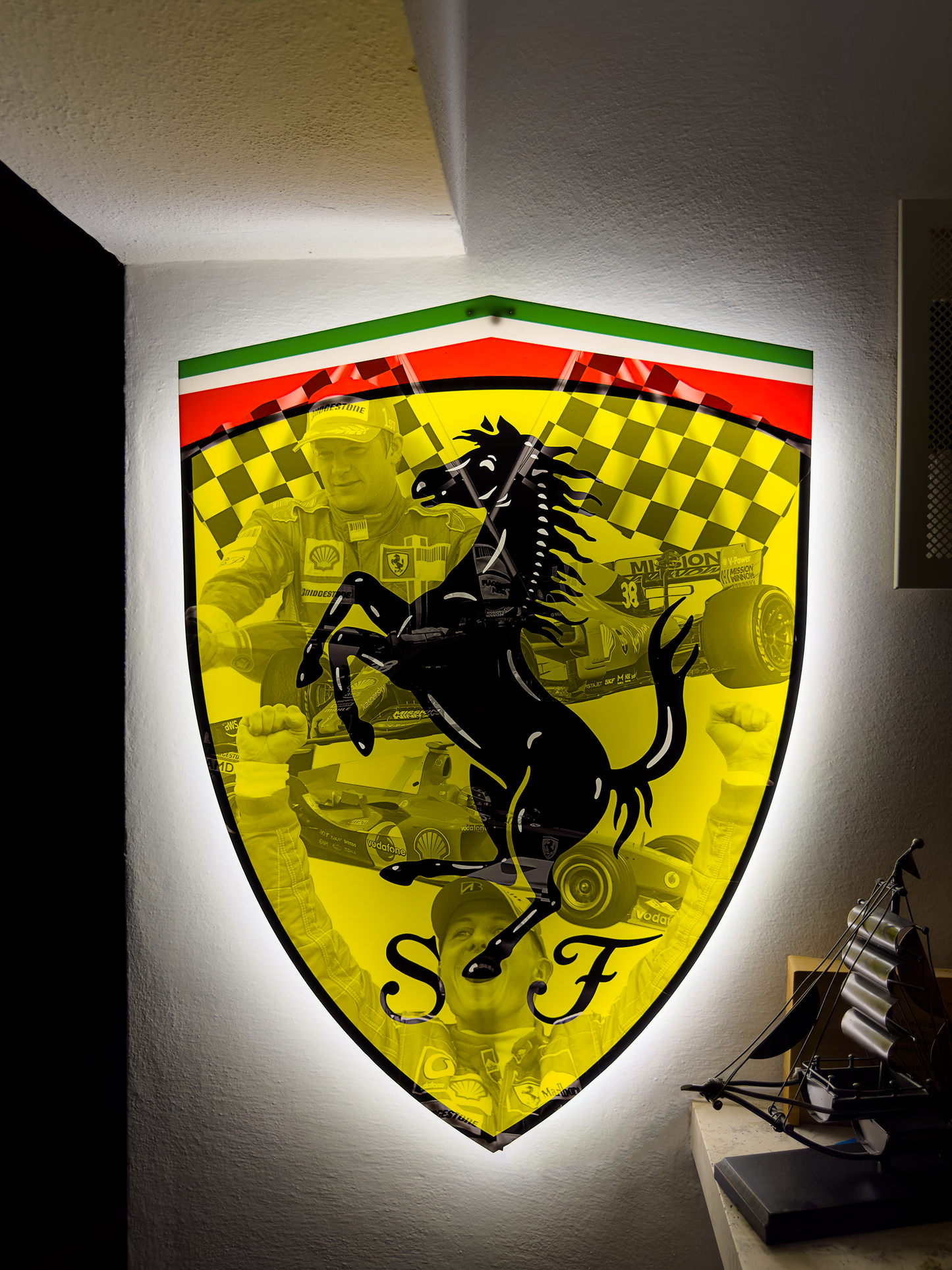 Luminous poster Ferrari LED Light Wall Decor Logo