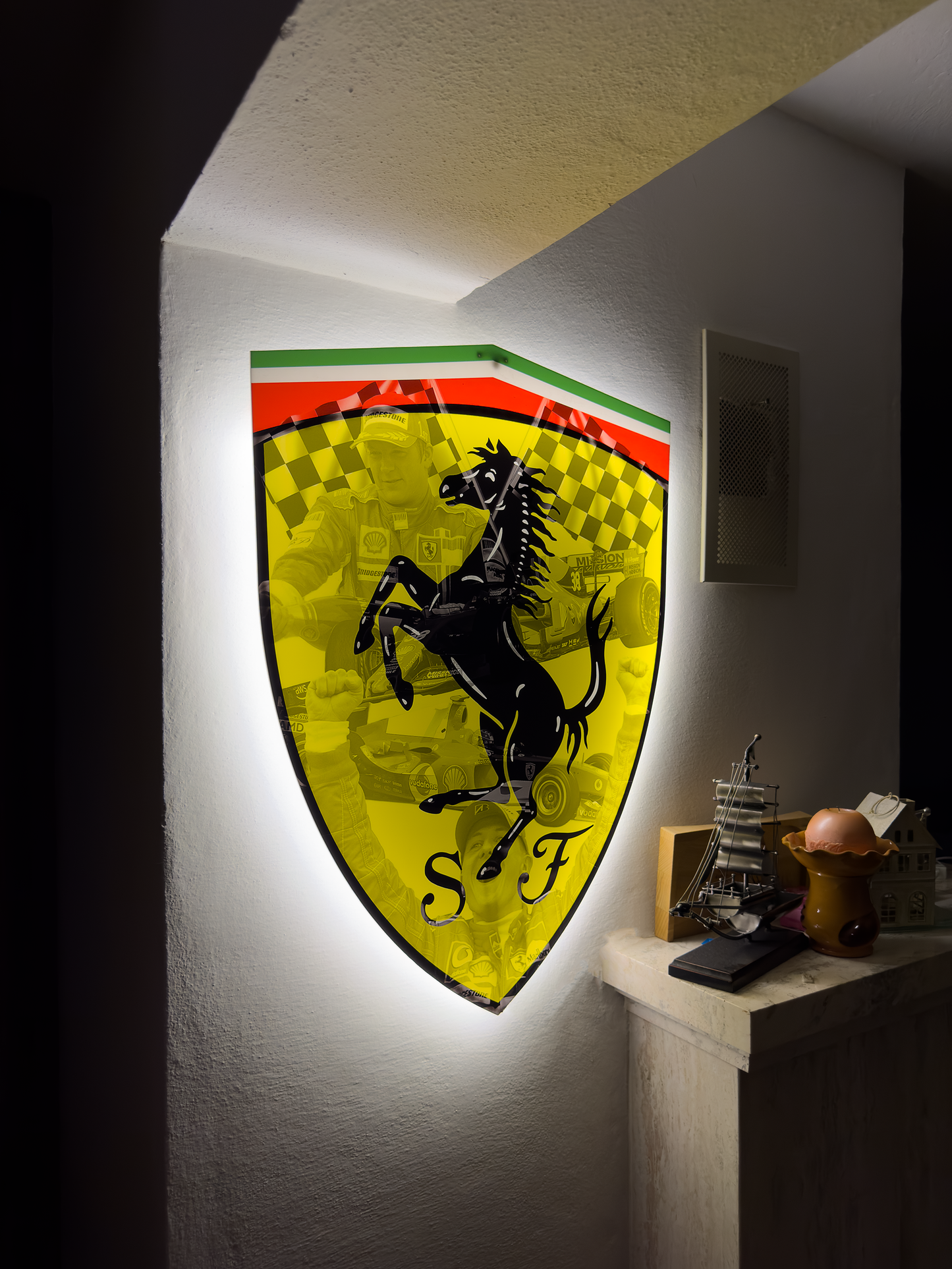 Luminous poster Ferrari LED Light Wall Decor Logo