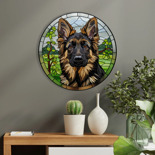Luminous poster German Shepherd Glass Portrait - customizable