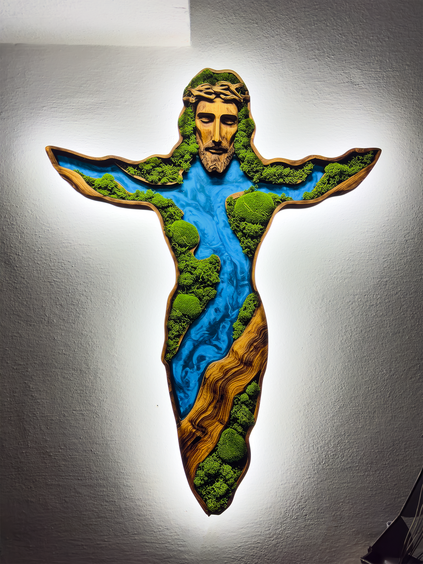 Luminous poster Moss wall decor Jesus phati