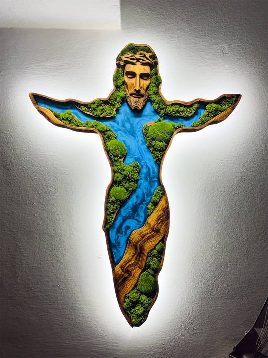 Luminous poster Moss wall decor Jesus phati