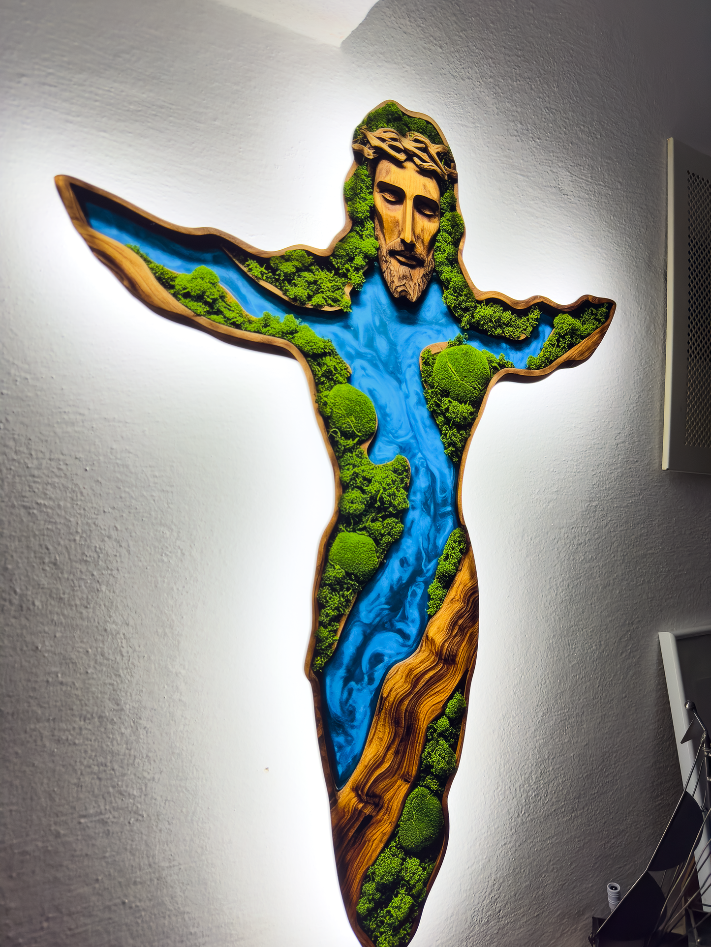 Luminous poster Moss wall decor Jesus phati