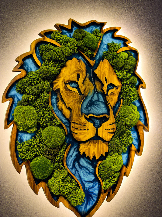 Luminous poster Lion Mufasa Glass poster - moss stylized