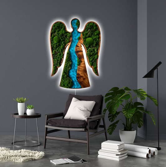 Luminous poster Angel Glass poster - moss stylized