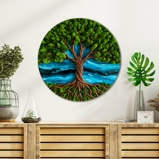 Wooden UV printed Moss wall decor Tree of Life