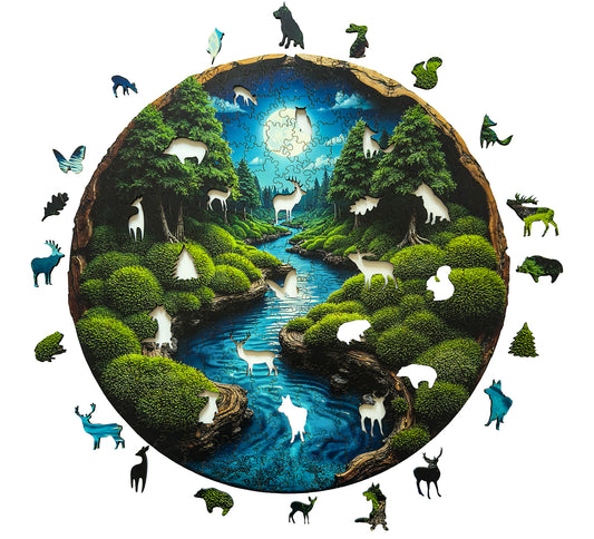 Wooden Puzzle - Moon time