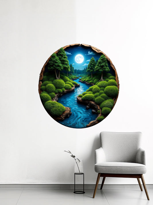 Wooden UV printed River and the Moon