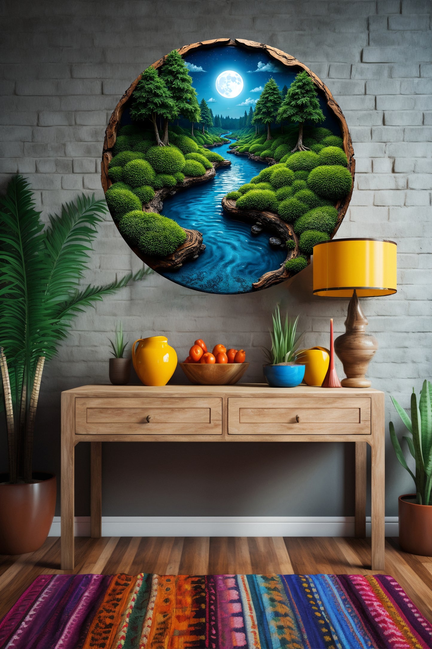 Wooden UV printed River and the Moon