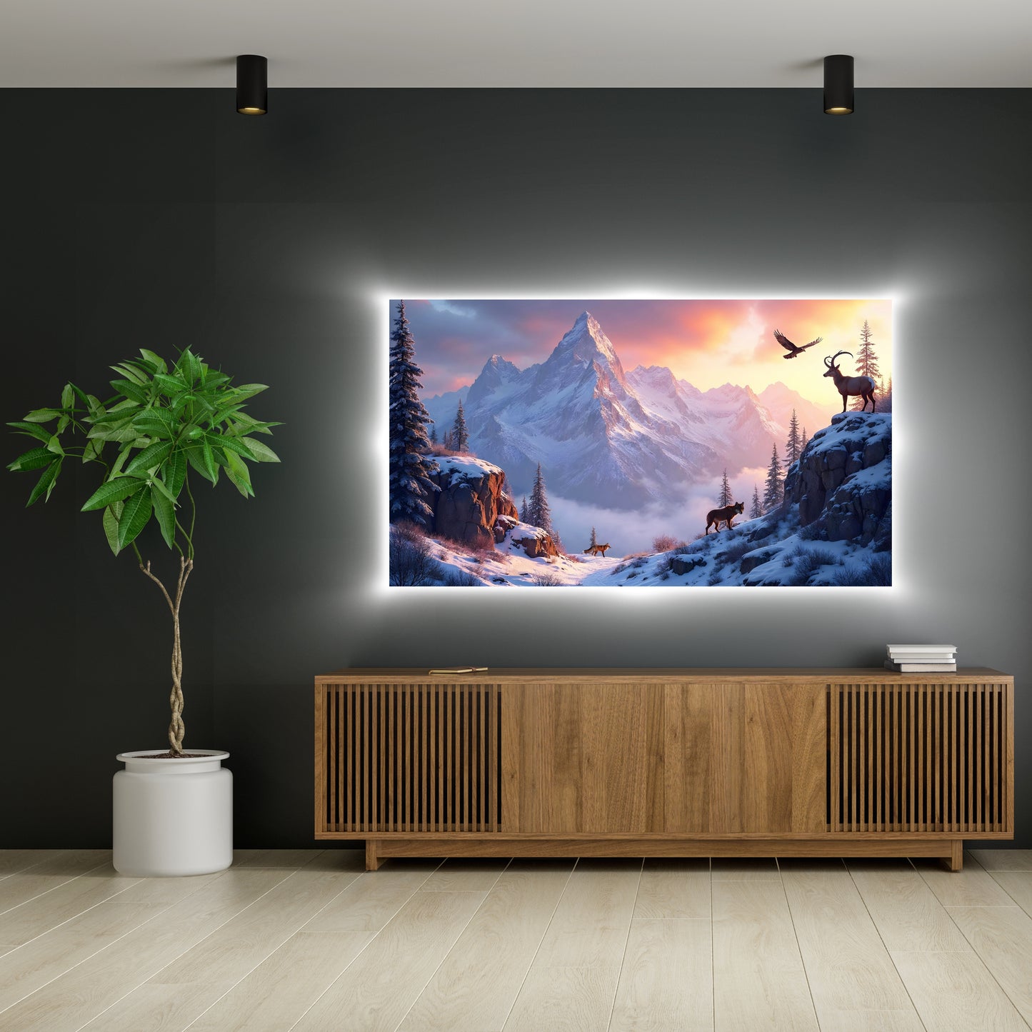 Luminous poster Snowy Mountains