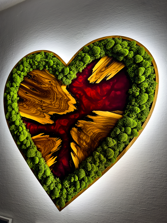 Luminous poster Moss wall decor Heart Gemini