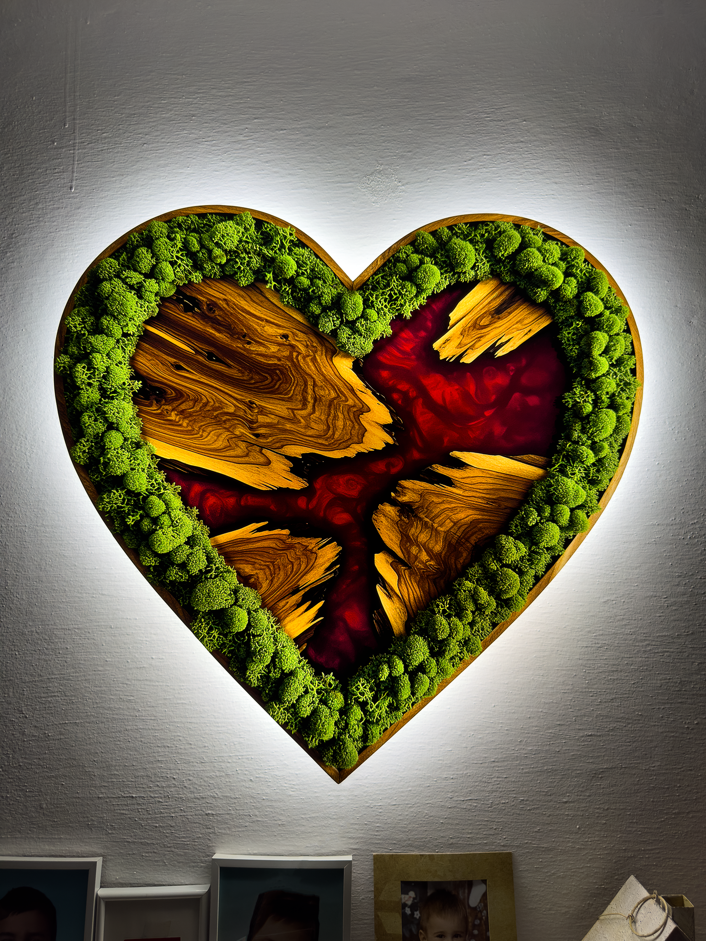 Luminous poster Moss wall decor Heart Gemini