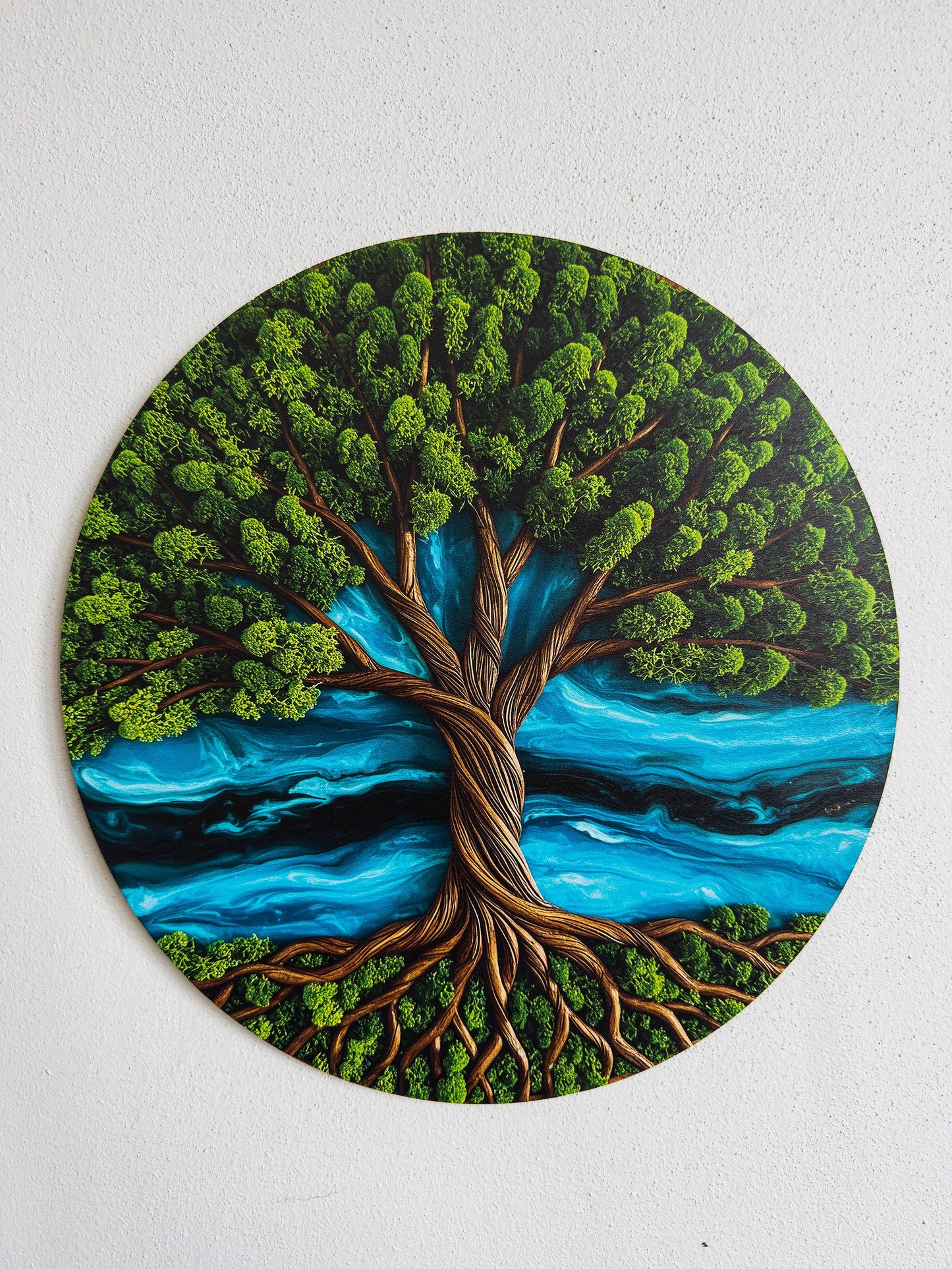 Wooden UV printed Moss wall decor Tree of Life