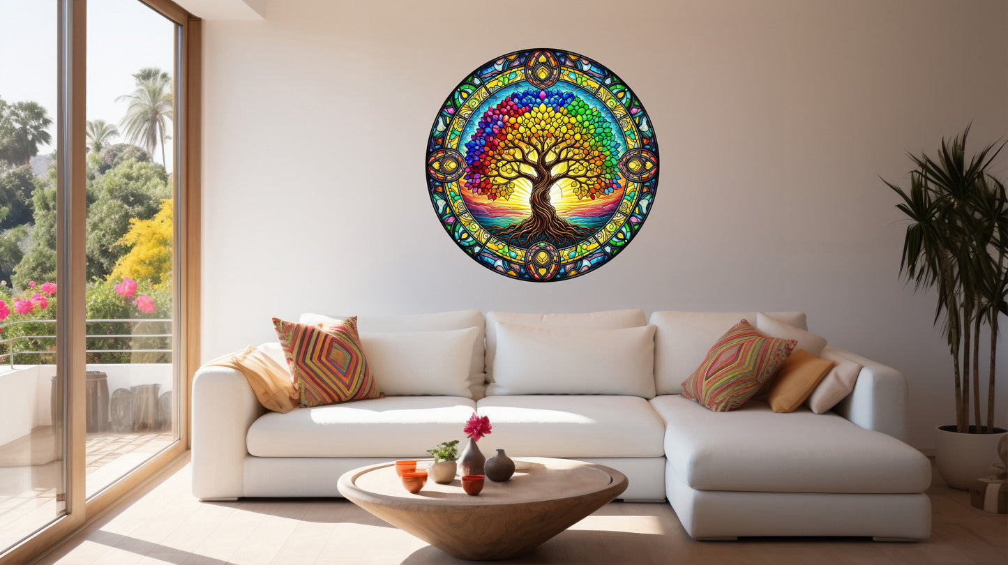 Wooden UV printed Happy Glassy Tree of Life