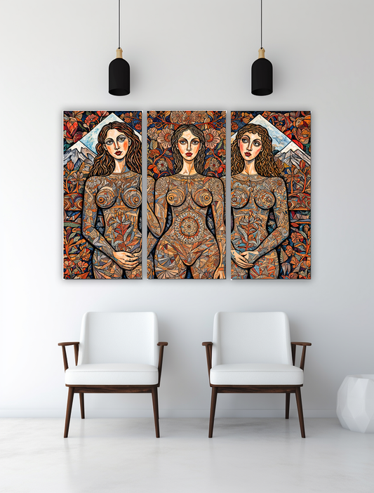 Wooden UV printed Wall art Three Carpathian Fairies