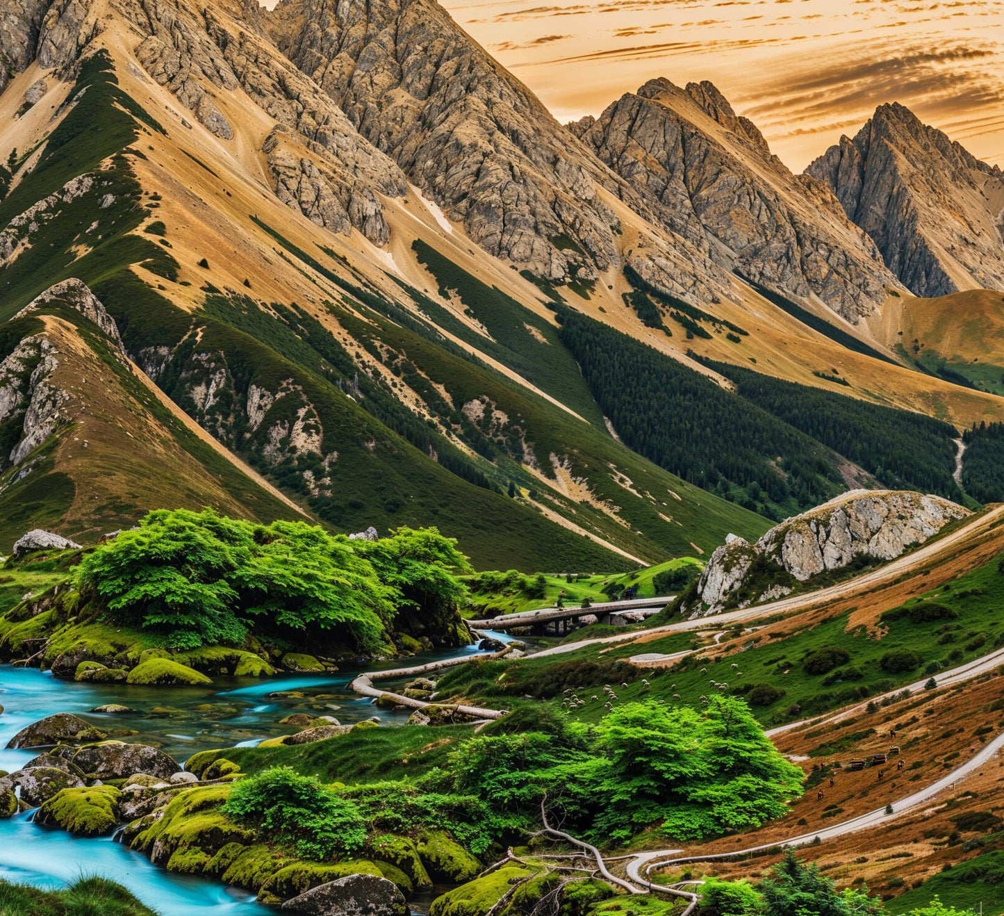 Wooden UV printed Moss wall decor Mossy Mountains