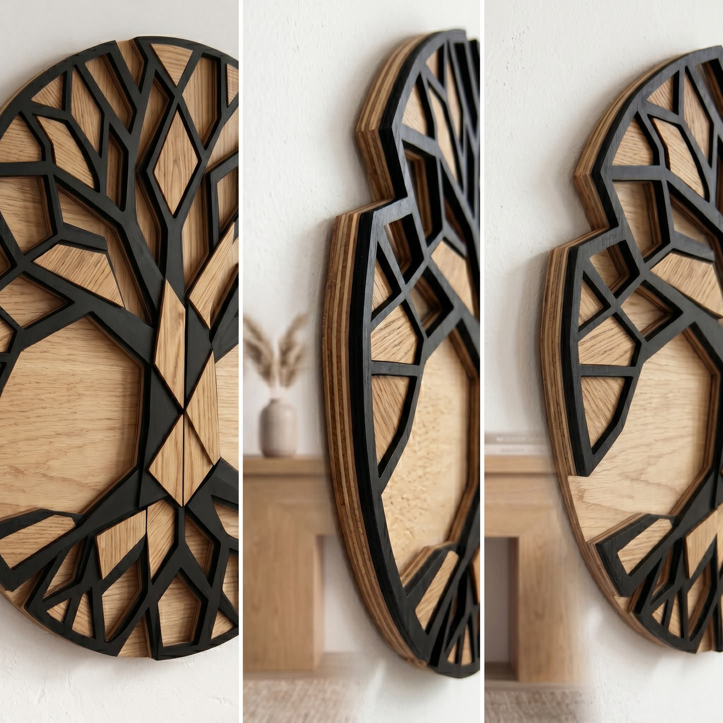 Tree of Life – Polygonal Art – Real Nature Oak Wood Wall Decor (T-Tatra)