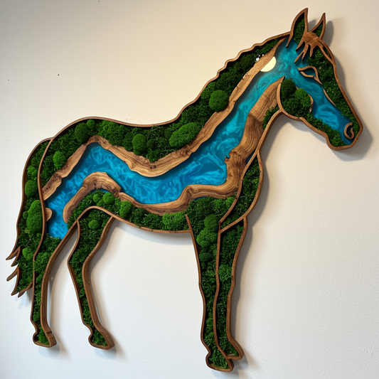 Luminous poster Horse Glass poster - moss stylized