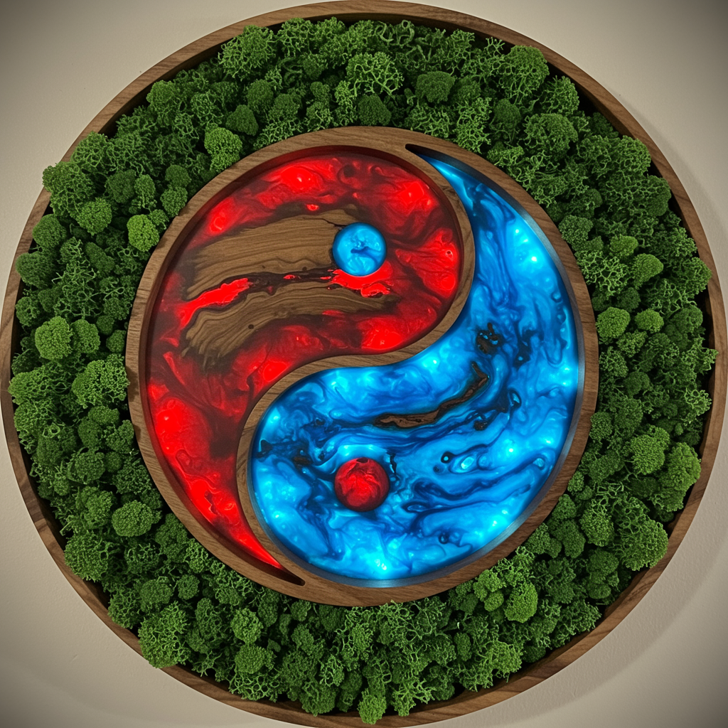 Luminous poster Jing Jang Glass poster - moss stylized