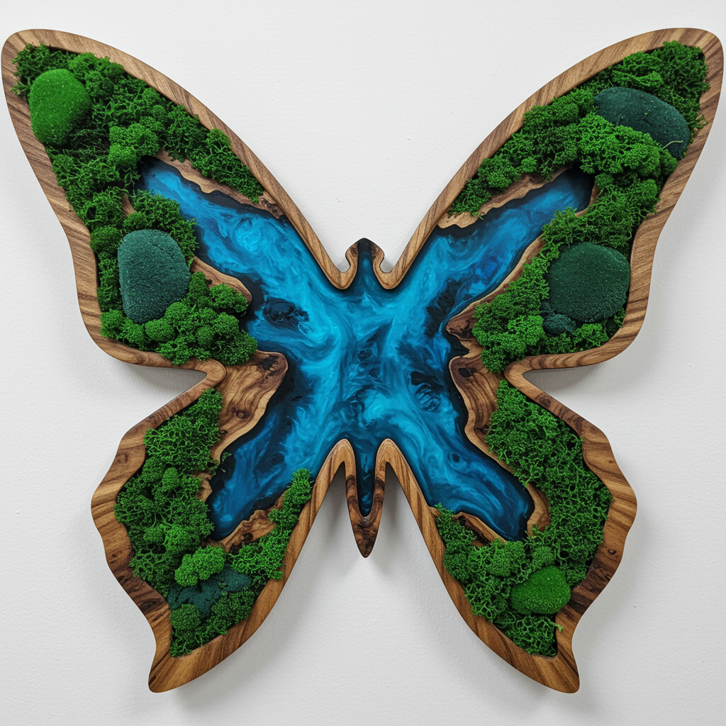 Luminous poster Butterfly Glass poster - moss stylized