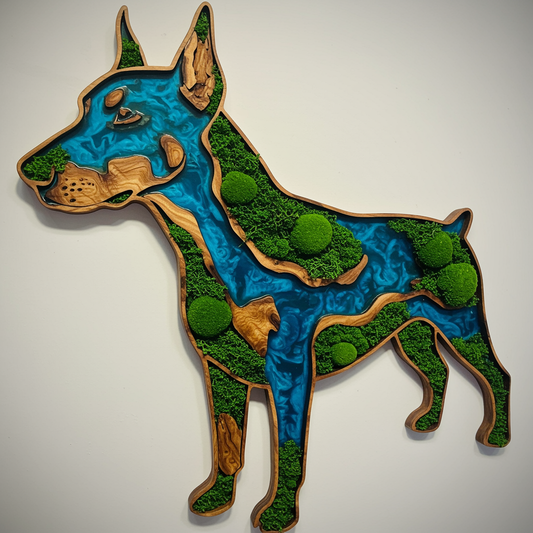 Luminous poster Doberman Glass poster - moss stylized