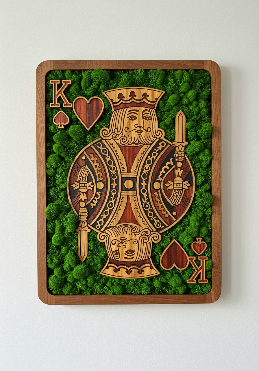 Luminous poster King card Glass poster - moss stylized