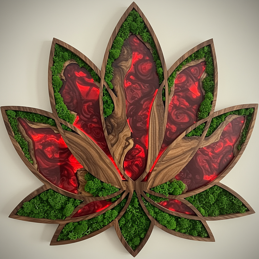 Luminous poster Lotus flower red Glass poster - moss stylized
