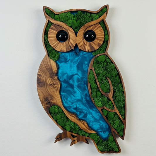 Luminous poster Owl Anka Glass poster - moss stylized