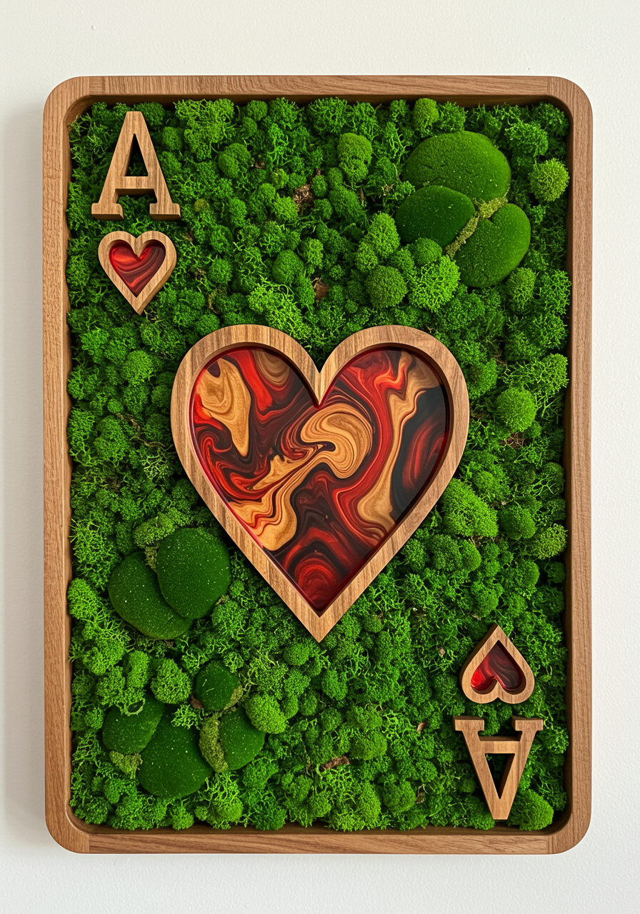 Luminous poster Heart card Glass poster - moss stylized