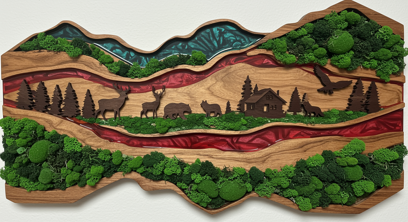 Luminous poster Nature Glass poster - moss stylized