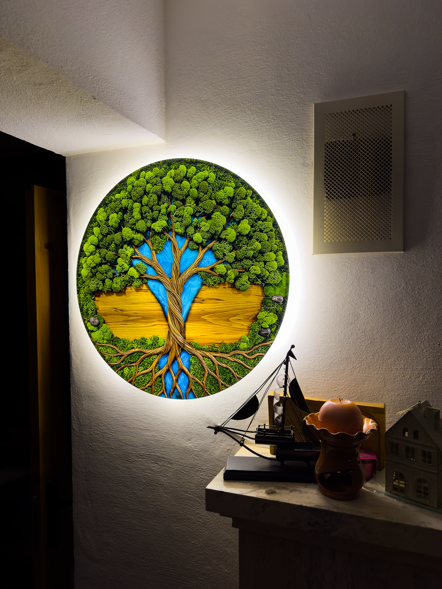 Luminous poster Moss wall decor Tree of Life Oak