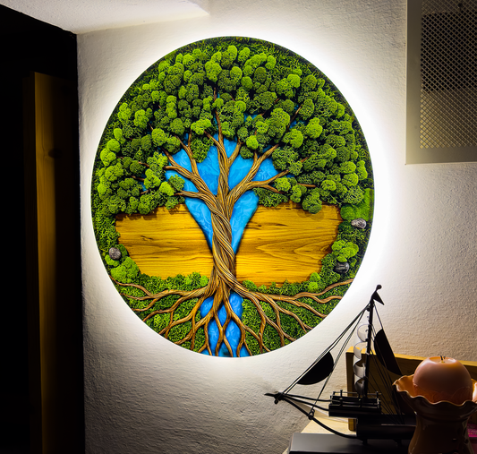 Luminous poster Moss wall decor Tree of Life Oak