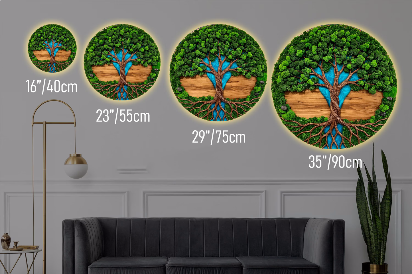 Luminous poster Moss wall decor Tree of Life Oak
