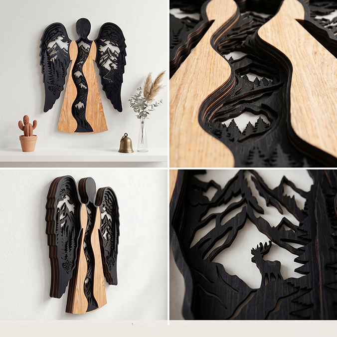 Angel of the mountain oak wall decor