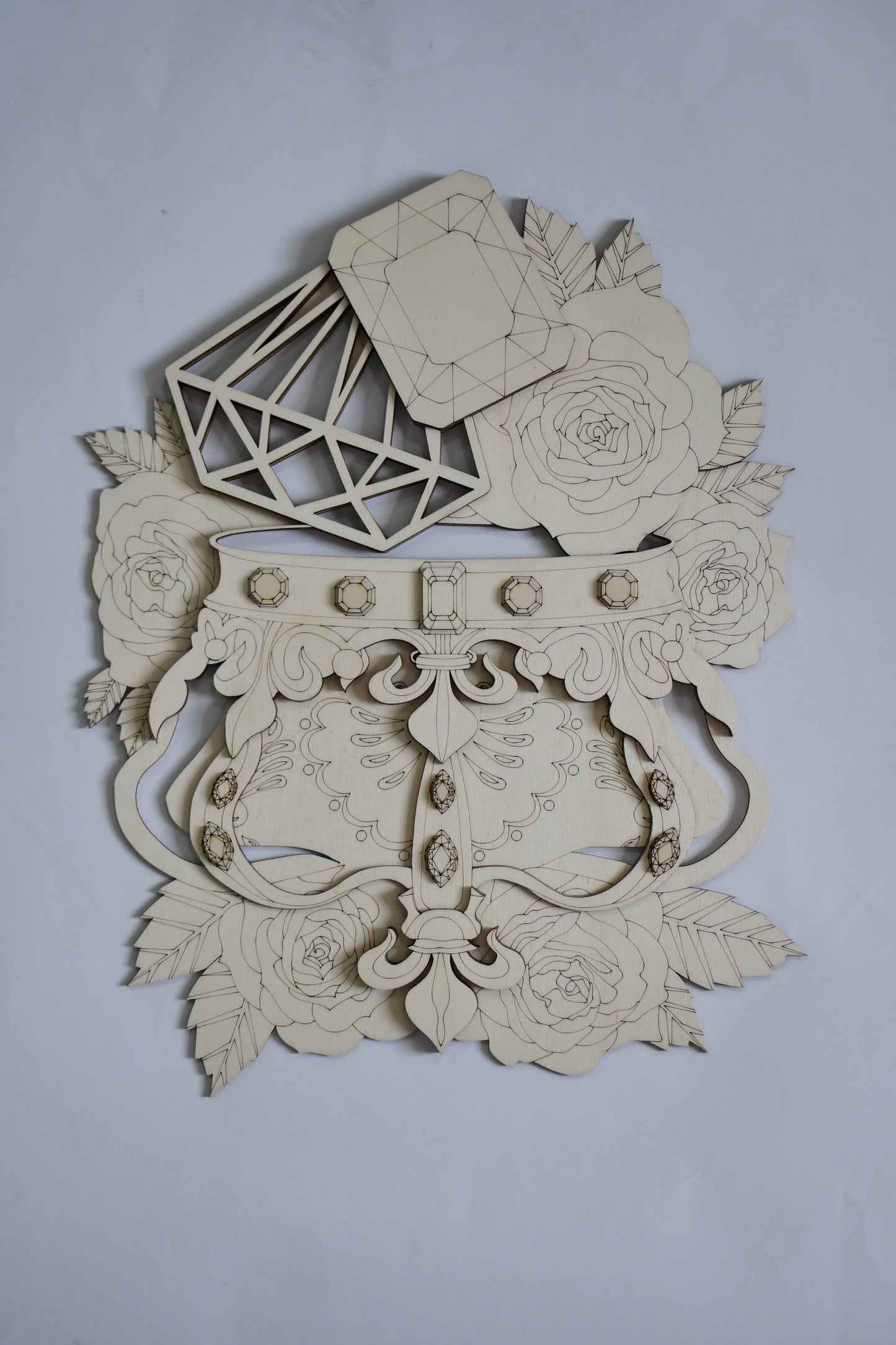 Royal Crown 3D - Wooden coloring image - wall decoration