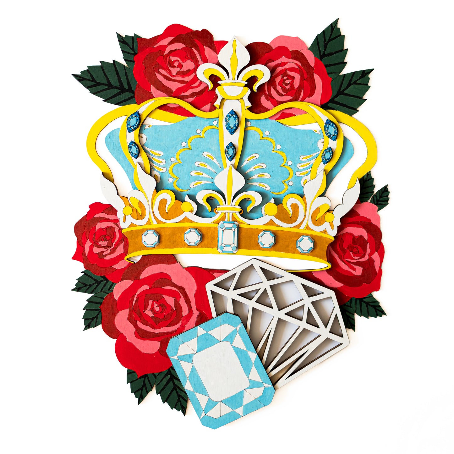 Royal Crown 3D - Wooden coloring image - wall decoration