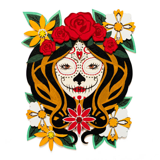 Los Muertos 3D - Wooden coloring image - wall decoration