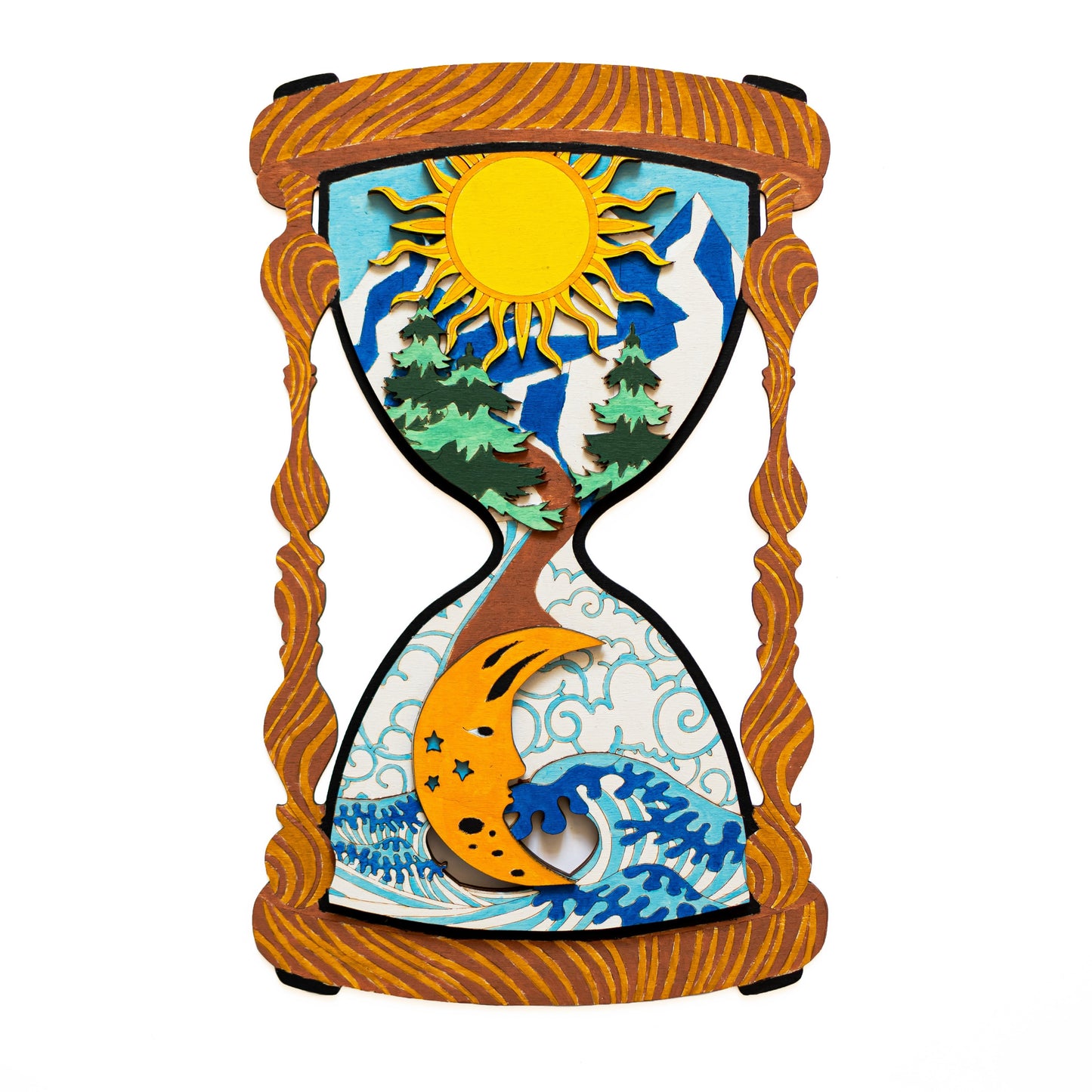 Day timer 3D - Wooden coloring image - wall decoration (Hand Made)