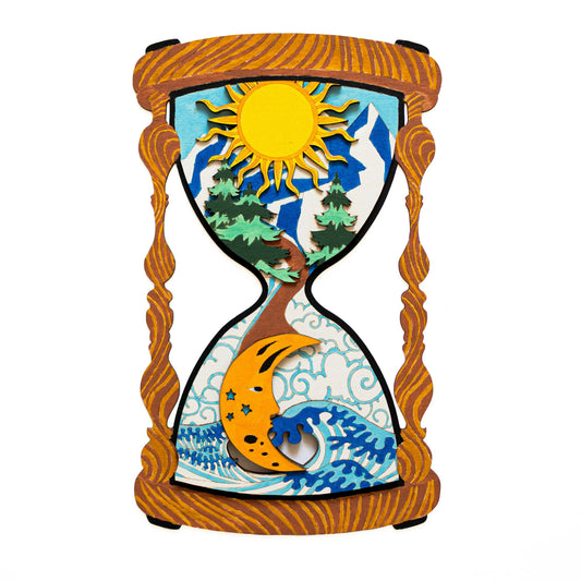 Day timer 3D - Wooden coloring image - wall decoration (Hand Made)