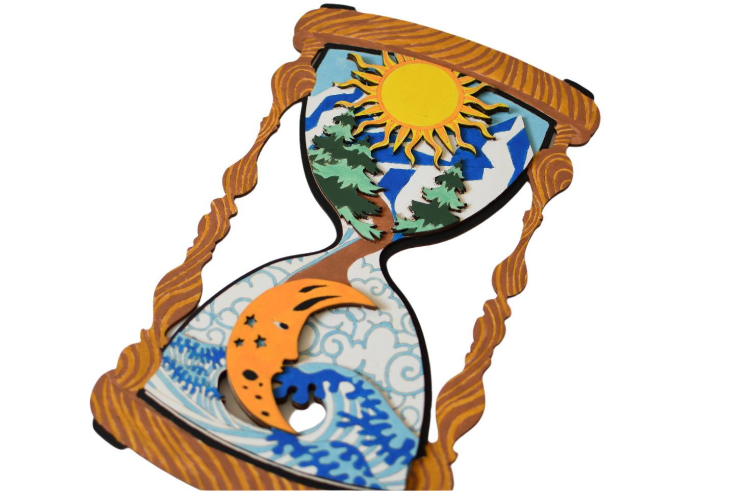 Day timer 3D - Wooden coloring image - wall decoration (Hand Made)
