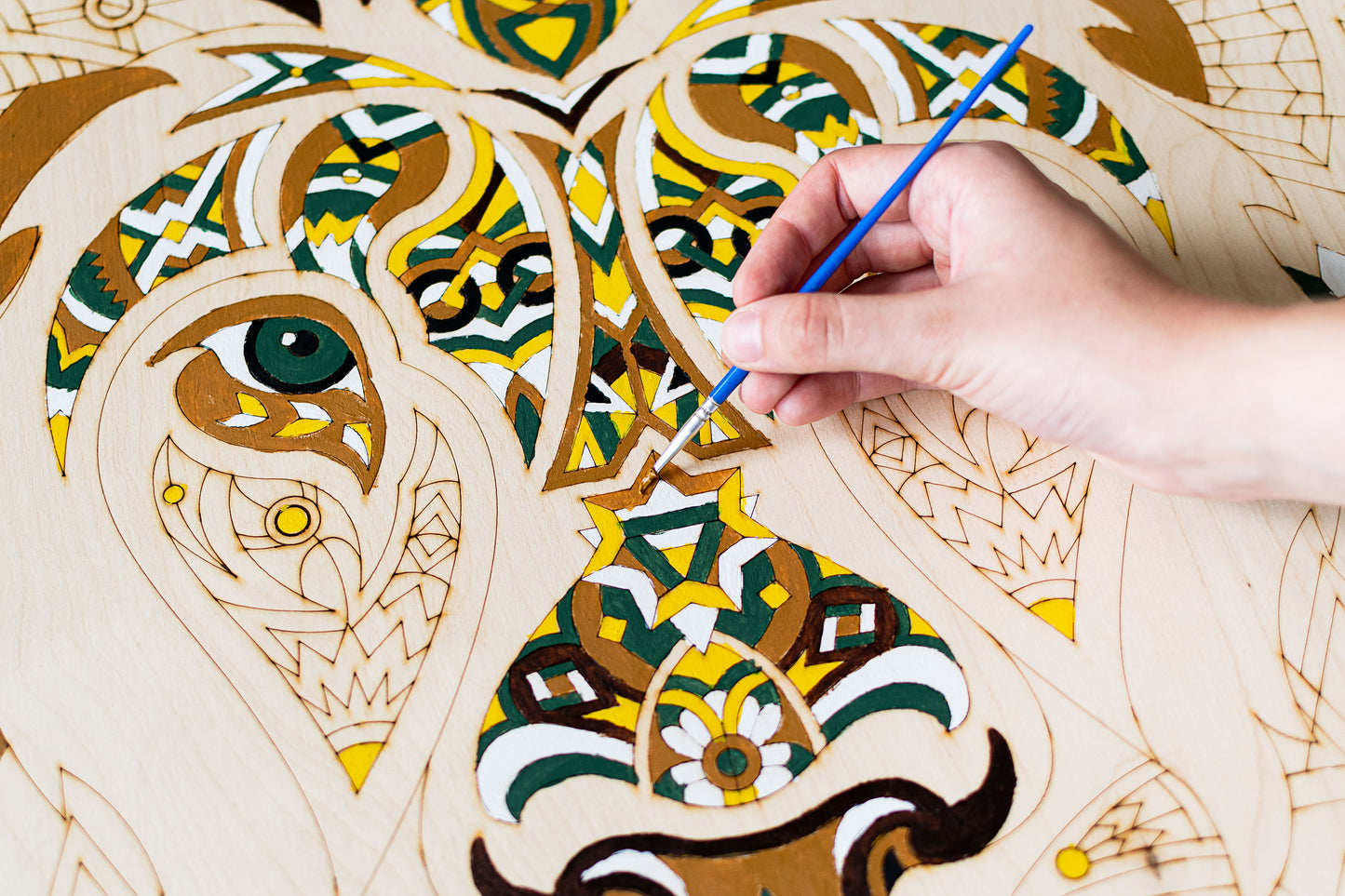Mystique Lion - Wooden coloring image - wall decoration