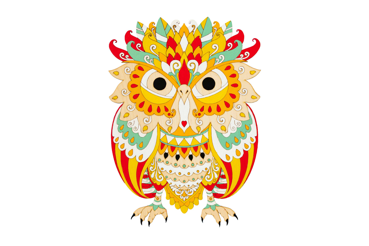 Mandala owl - Wooden coloring image - wall decoration