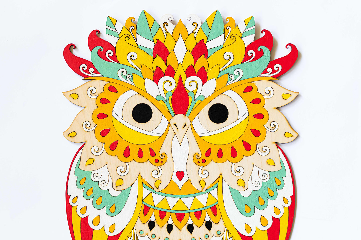 Mandala owl - Wooden coloring image - wall decoration