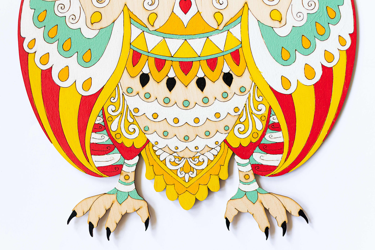 Mandala owl - Wooden coloring image - wall decoration