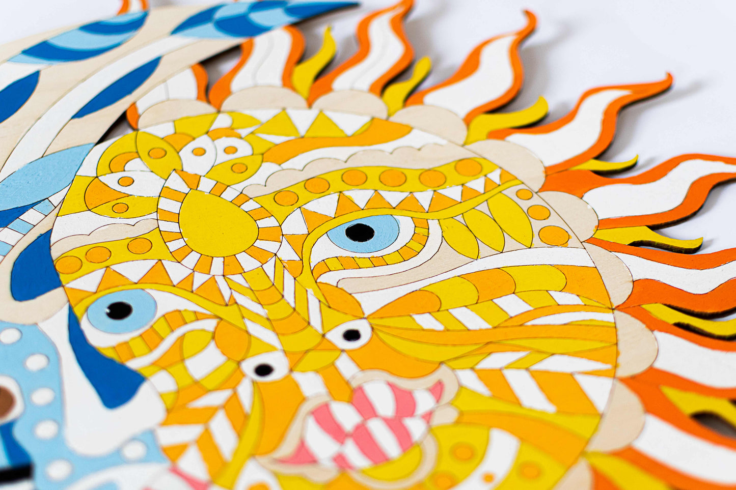 Day and night - 2D Wooden coloring image - wall decoration