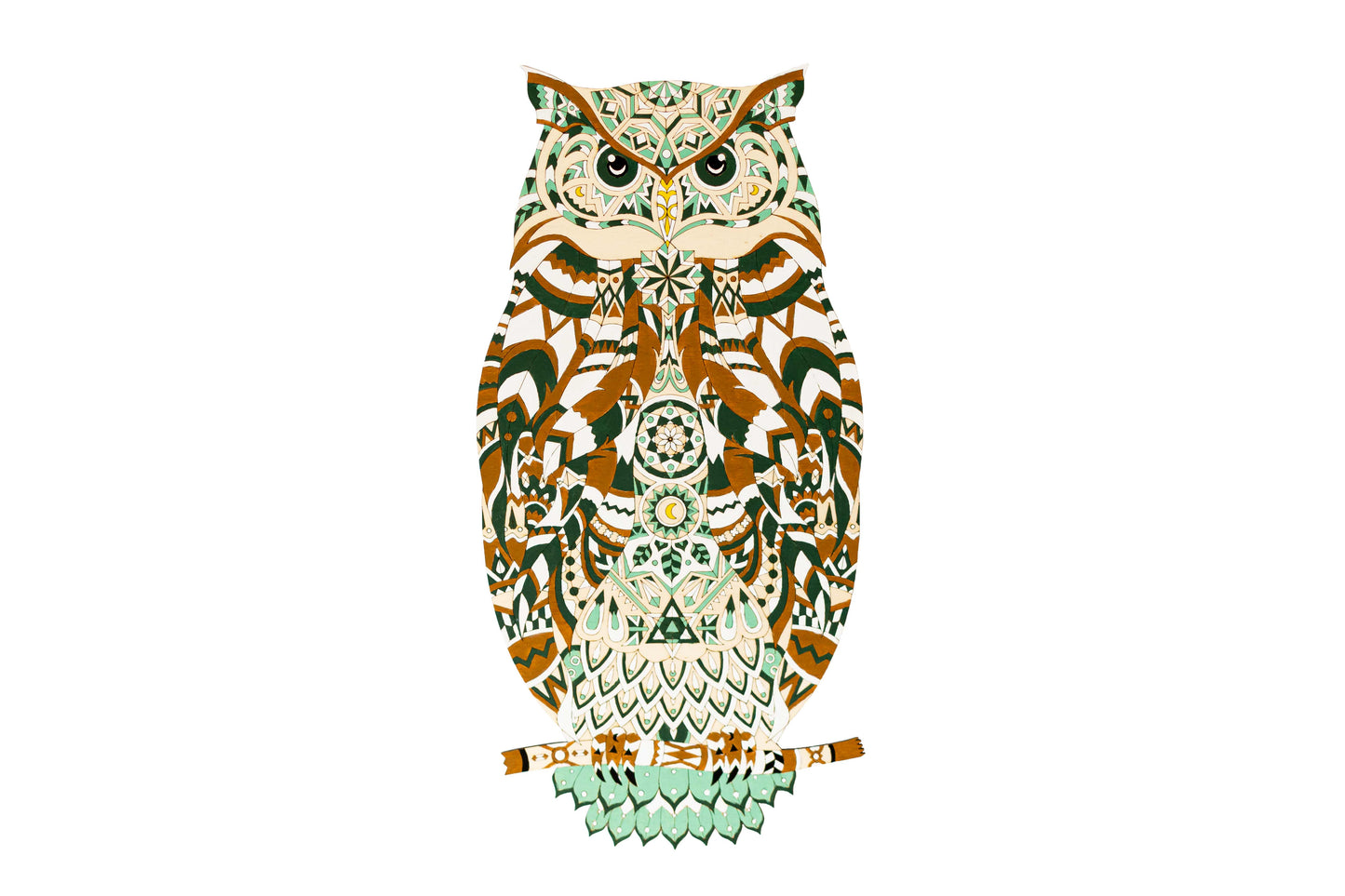 Bubo Bubo - Wooden coloring image - wall decoration